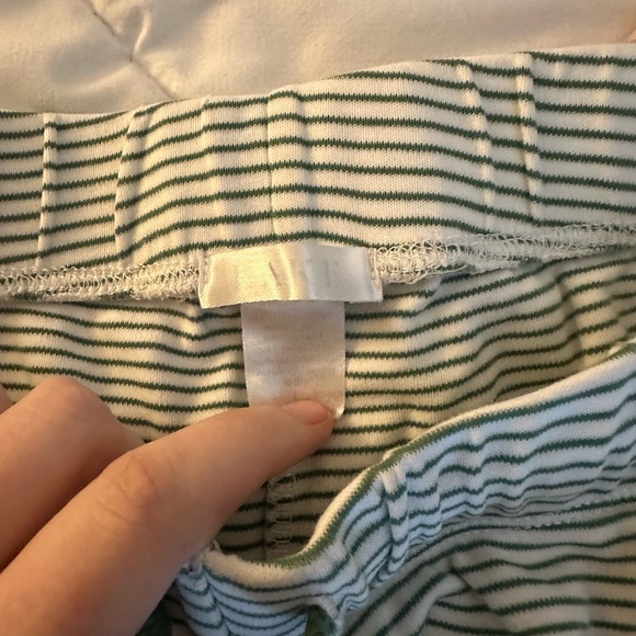 LAKE 100% Pima Cotton Women's Striped Pajama Pants in Green and White - Picture 3 of 3